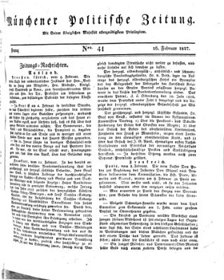 Münchener politische Zeitung (Süddeutsche Presse) Freitag 16. Februar 1827