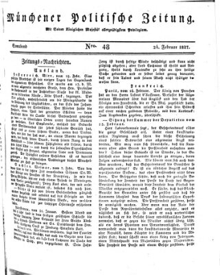 Münchener politische Zeitung (Süddeutsche Presse) Samstag 24. Februar 1827