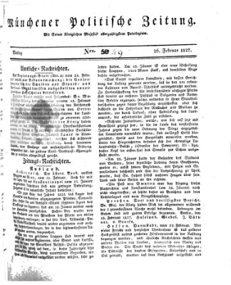 Münchener politische Zeitung (Süddeutsche Presse) Montag 26. Februar 1827