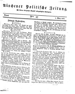 Münchener politische Zeitung (Süddeutsche Presse) Mittwoch 7. März 1827