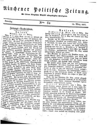 Münchener politische Zeitung (Süddeutsche Presse) Donnerstag 15. März 1827