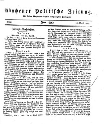 Münchener politische Zeitung (Süddeutsche Presse) Freitag 27. April 1827