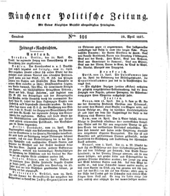 Münchener politische Zeitung (Süddeutsche Presse) Samstag 28. April 1827