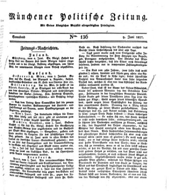 Münchener politische Zeitung (Süddeutsche Presse) Samstag 9. Juni 1827