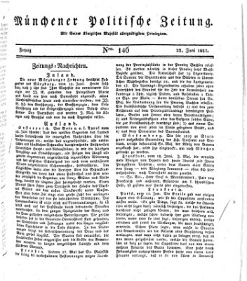 Münchener politische Zeitung (Süddeutsche Presse) Freitag 22. Juni 1827