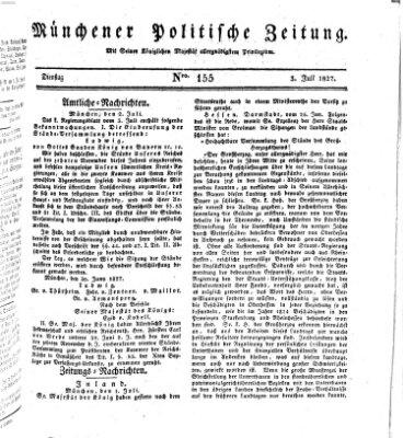 Münchener politische Zeitung (Süddeutsche Presse) Dienstag 3. Juli 1827