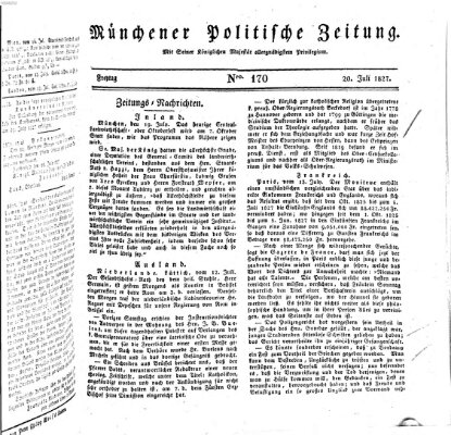 Münchener politische Zeitung (Süddeutsche Presse) Freitag 20. Juli 1827