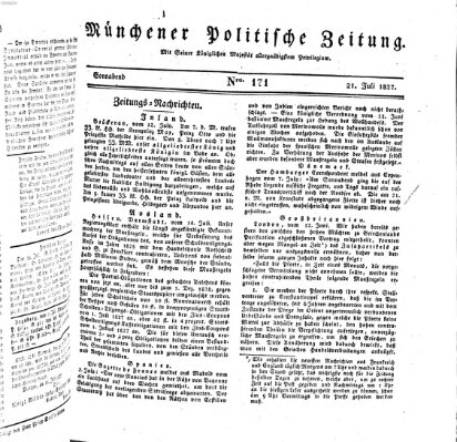 Münchener politische Zeitung (Süddeutsche Presse) Samstag 21. Juli 1827