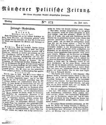 Münchener politische Zeitung (Süddeutsche Presse) Montag 23. Juli 1827