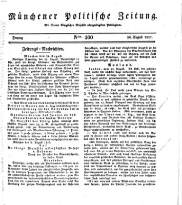 Münchener politische Zeitung (Süddeutsche Presse) Freitag 24. August 1827