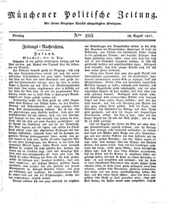 Münchener politische Zeitung (Süddeutsche Presse) Dienstag 28. August 1827