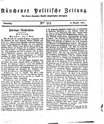 Münchener politische Zeitung (Süddeutsche Presse) Donnerstag 6. September 1827