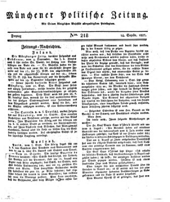 Münchener politische Zeitung (Süddeutsche Presse) Freitag 14. September 1827