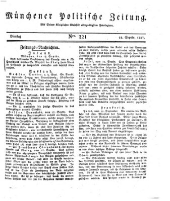 Münchener politische Zeitung (Süddeutsche Presse) Dienstag 18. September 1827