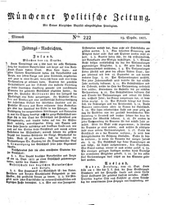 Münchener politische Zeitung (Süddeutsche Presse) Mittwoch 19. September 1827