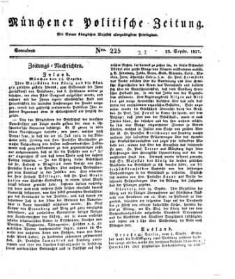 Münchener politische Zeitung (Süddeutsche Presse) Samstag 22. September 1827