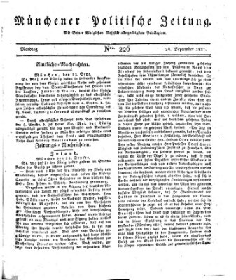 Münchener politische Zeitung (Süddeutsche Presse) Montag 24. September 1827