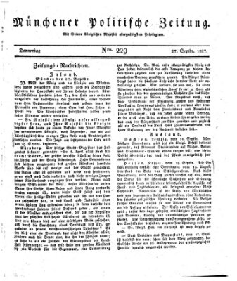 Münchener politische Zeitung (Süddeutsche Presse) Donnerstag 27. September 1827