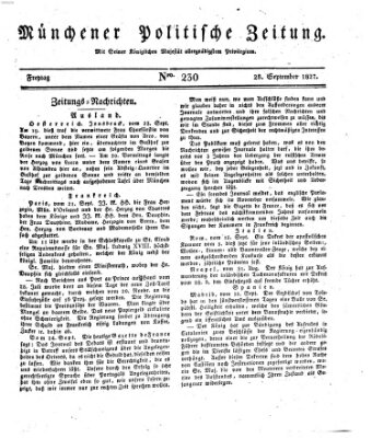 Münchener politische Zeitung (Süddeutsche Presse) Freitag 28. September 1827