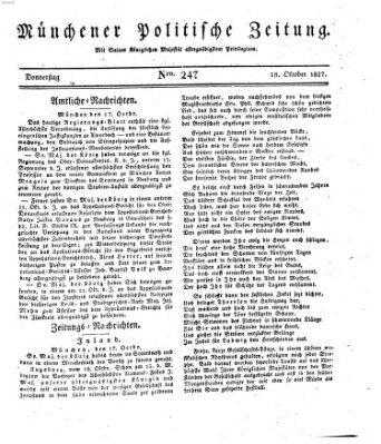 Münchener politische Zeitung (Süddeutsche Presse) Donnerstag 18. Oktober 1827