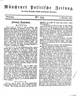 Münchener politische Zeitung (Süddeutsche Presse) Donnerstag 1. November 1827