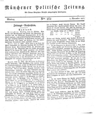 Münchener politische Zeitung (Süddeutsche Presse) Montag 5. November 1827