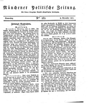 Münchener politische Zeitung (Süddeutsche Presse) Donnerstag 8. November 1827