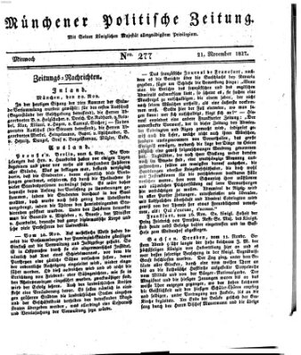 Münchener politische Zeitung (Süddeutsche Presse) Mittwoch 21. November 1827