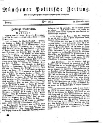 Münchener politische Zeitung (Süddeutsche Presse) Freitag 30. November 1827