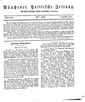 Münchener politische Zeitung (Süddeutsche Presse) Samstag 1. Dezember 1827