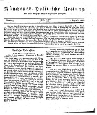 Münchener politische Zeitung (Süddeutsche Presse) Montag 3. Dezember 1827