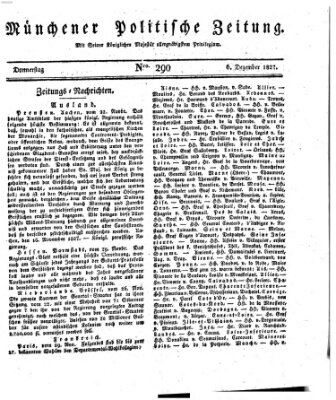 Münchener politische Zeitung (Süddeutsche Presse) Donnerstag 6. Dezember 1827