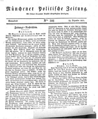 Münchener politische Zeitung (Süddeutsche Presse) Samstag 29. Dezember 1827