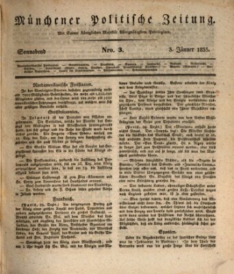 Münchener politische Zeitung (Süddeutsche Presse) Samstag 3. Januar 1835