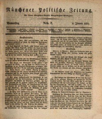 Münchener politische Zeitung (Süddeutsche Presse) Donnerstag 8. Januar 1835