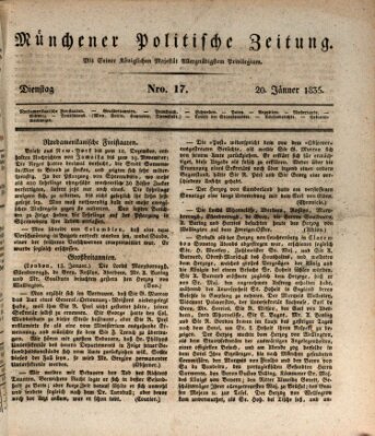 Münchener politische Zeitung (Süddeutsche Presse) Dienstag 20. Januar 1835