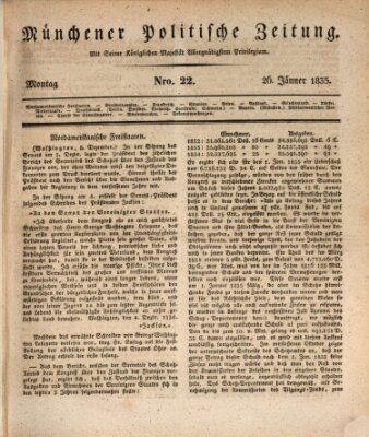 Münchener politische Zeitung (Süddeutsche Presse) Montag 26. Januar 1835