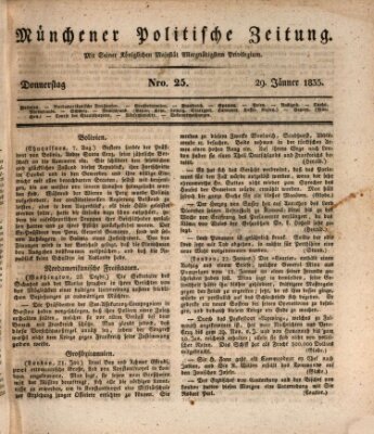 Münchener politische Zeitung (Süddeutsche Presse) Donnerstag 29. Januar 1835