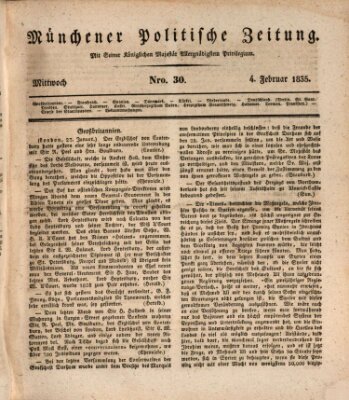 Münchener politische Zeitung (Süddeutsche Presse) Mittwoch 4. Februar 1835