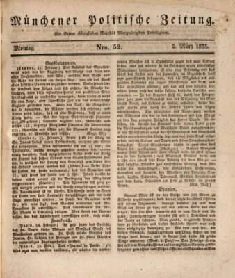 Münchener politische Zeitung (Süddeutsche Presse) Montag 2. März 1835