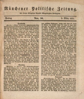 Münchener politische Zeitung (Süddeutsche Presse) Freitag 6. März 1835