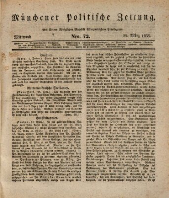 Münchener politische Zeitung (Süddeutsche Presse) Mittwoch 25. März 1835