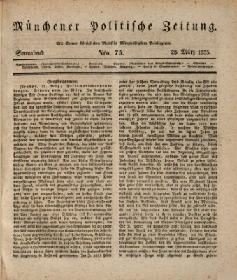 Münchener politische Zeitung (Süddeutsche Presse) Samstag 28. März 1835