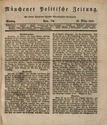 Münchener politische Zeitung (Süddeutsche Presse) Montag 30. März 1835