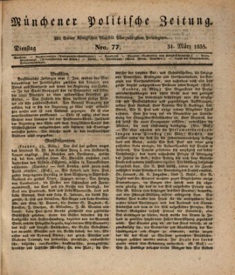 Münchener politische Zeitung (Süddeutsche Presse) Dienstag 31. März 1835