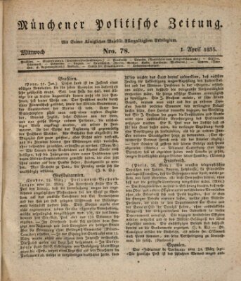 Münchener politische Zeitung (Süddeutsche Presse) Mittwoch 1. April 1835