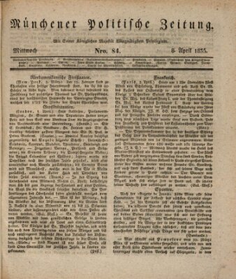 Münchener politische Zeitung (Süddeutsche Presse) Mittwoch 8. April 1835