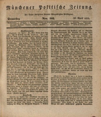 Münchener politische Zeitung (Süddeutsche Presse) Donnerstag 30. April 1835