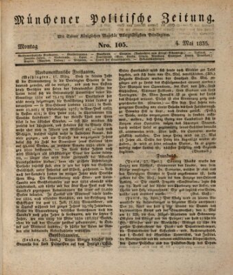 Münchener politische Zeitung (Süddeutsche Presse) Montag 4. Mai 1835