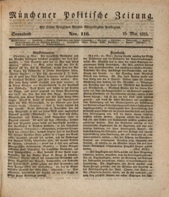 Münchener politische Zeitung (Süddeutsche Presse) Samstag 16. Mai 1835